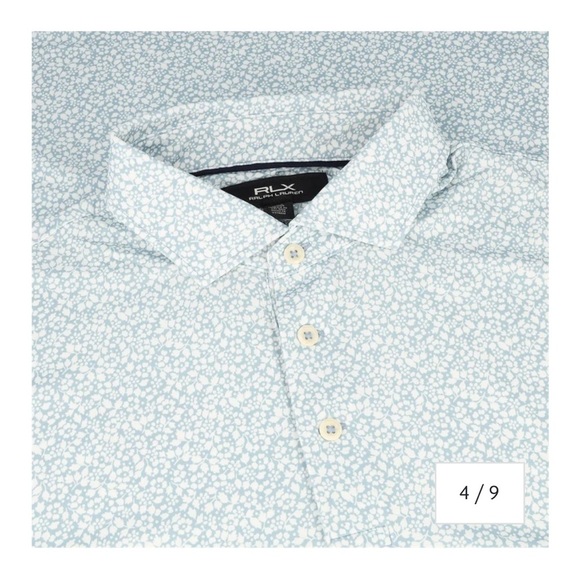 Ralph Lauren RLX Mens Golf Polo Shirt Light Blue Floral XXL Classic Fit Athletic - Picture 3 of 16